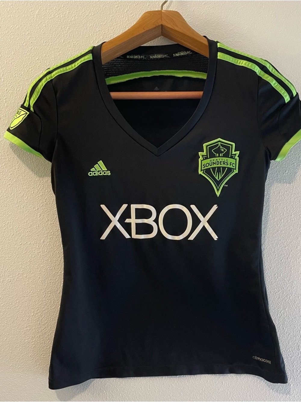 Adidas Seattle Sounders 2014 MLS Pitch Black Soccer Jersey 3rd Third Women sz M